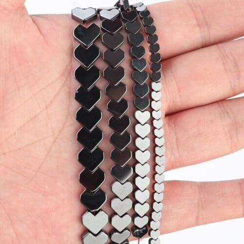 Natural Stone Beads Black Hematite Beads Love Heart Shape Loose Spacer Beads For Jewelry Making Accessories DIY Bracelet 15