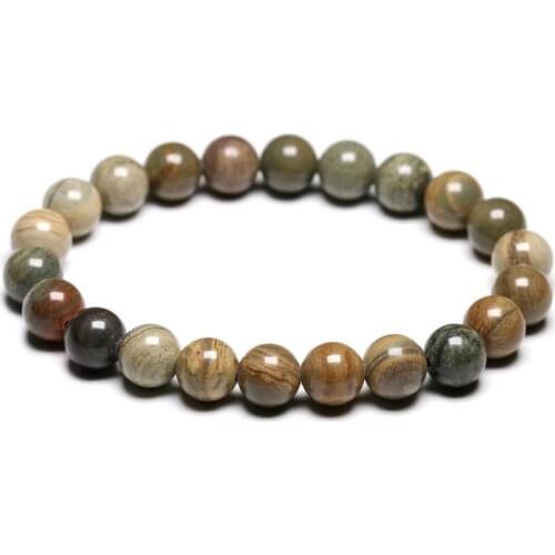 Natural Sliver Leaf Jasper 6 8 10mm Size Gemstone Beads Unique Design Jewelry Accessories For Men Women Bracelet