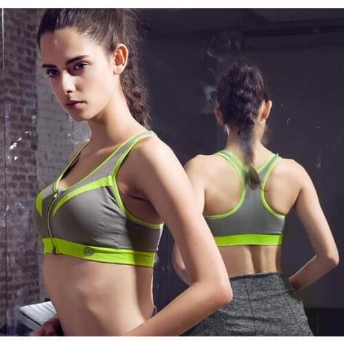 Quick-Dry Breathable Sports Bra Zipper Buckle Fitness Yoga Bra Outdoor Exercise Running Brassiere