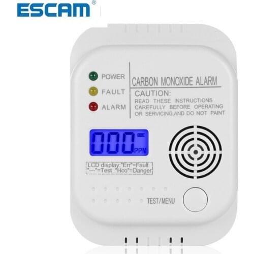 ESCAM CO carbon monoxide detector detector alarm alarm sensor for home security warns both acoustically and optically
