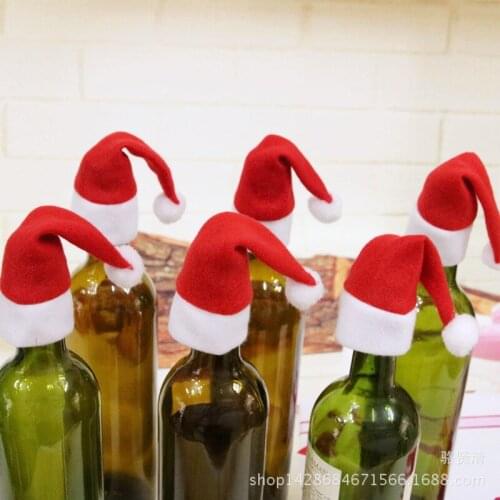 Mini Christmas Hat Santa Claus Hat Xmas Wine Bottle Gift Caps for New Year Tree Ornament Tablewear Decor 1pc
