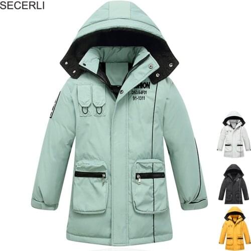 2021 New Boys Winter Coat Kids Down Jacket Fleece Hooded Childrens Snowsuit Clothing 3 To 10 Years Big Boy Outwear