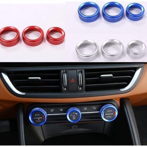 For Alfa Romeo Giulia 2017 2018 2019 2020 Silver Blue Red Central Console Button Cover Trim