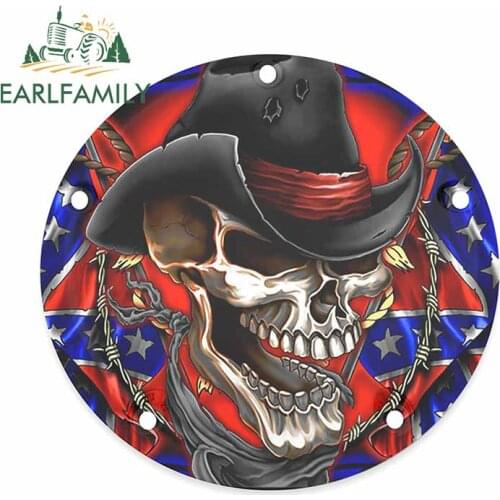 EARLFAMILY 13cm x 12.2cm For Skull Motorcycle Car Stickers Refrigerator Decal Car Accessories Vinyl Material Occlusion Scratch