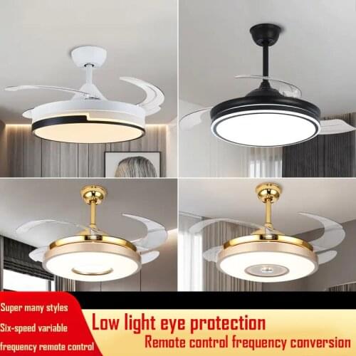 FLKL Inverter Modern Minimalist Ceiling Fan Lamp Dining Room Bedroom With Electric Fan Chandelier 42-inch 6-speed Inverter