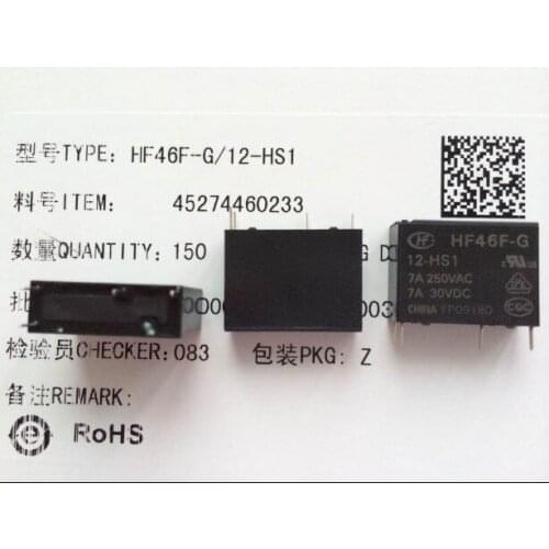 HOT NEW relay HF46F-G-12-HS1 HF46F-G-12-HS1-12VDC HF46F-G 12-HS1 12VDC HF46F-G 12-HS1-12VDC 12V 7A 250VAC DIP4