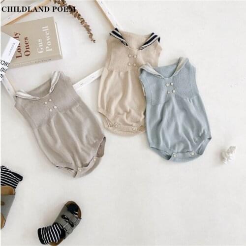 Baby Clothes Newborn Summer Knitted Baby Romper Sailor Collar Baby Costume Baby Boy Romper Infant Baby Jumpsuit Baby Girl Romper