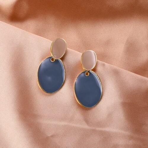 S925 needles Korean sense of French Morandi color drip earrings