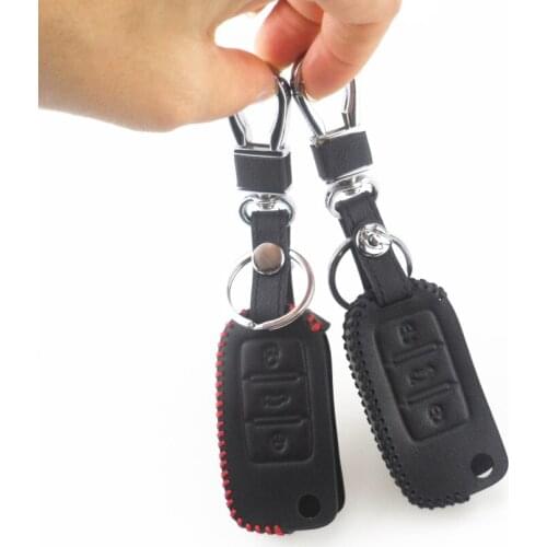 Leather Car Key Case For Volkswagen VW Passat CC POLO Golf jetta tiguan Gol CrossFox Plus Eos Scirocco Beetle For Skoda Octavia