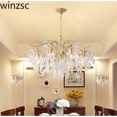 American country crystal Pendant Lights European style living room modern bedroom restaurant lamp candle iron lamps LU809182t107