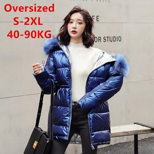 New Hot White Duck Down Jacket Luxurious Fox Fur Collar Hooded Parka Winter Waterproof Glossy Jackets Thick Warm Bubble Jacket