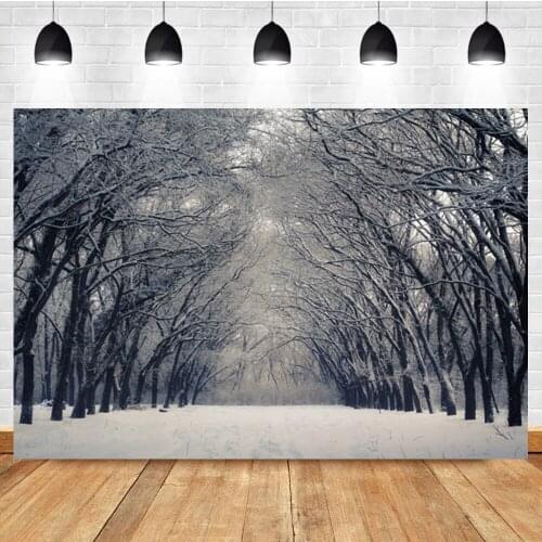 Laeacco Winter Old Tree Bent Branches Snow Christmas Landscape Vinyl Photo Background Photographic Backdrop For Photo Studio