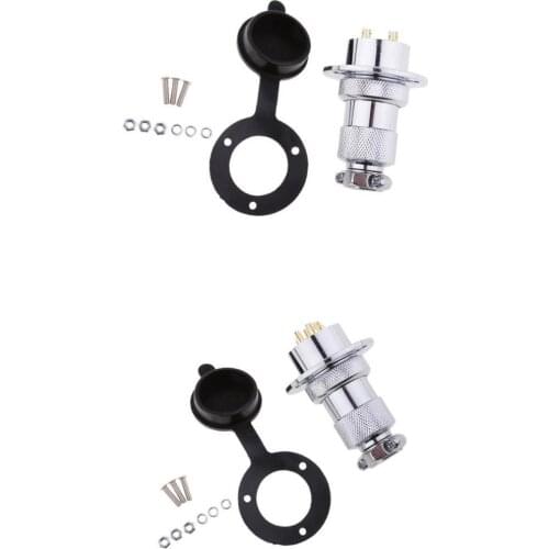 MagiDeal Pair 25mm Waterproof 2+4 Pole 12-24 Volt Deck Plug /Outlet with Cap