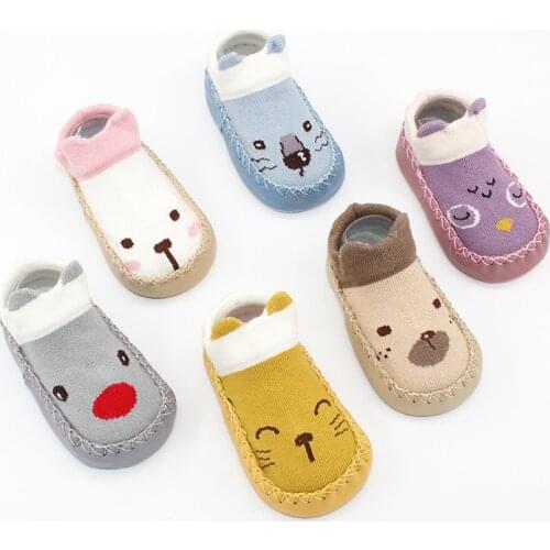 Cute Baby Socks With Rubber Soles Anti-Slip Soft Sole Sox Animal Pattern Infant Foot Sock For Newborn Kid Floor Socks Shoes