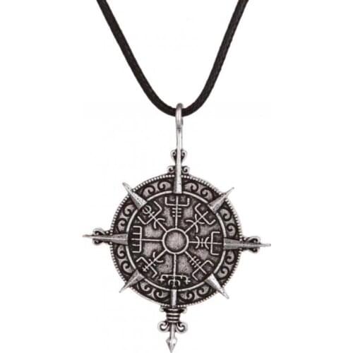 Mens Fashion Vintage Viking Compass Charm Pendant Necklace Pirate Compass Amulet Gift