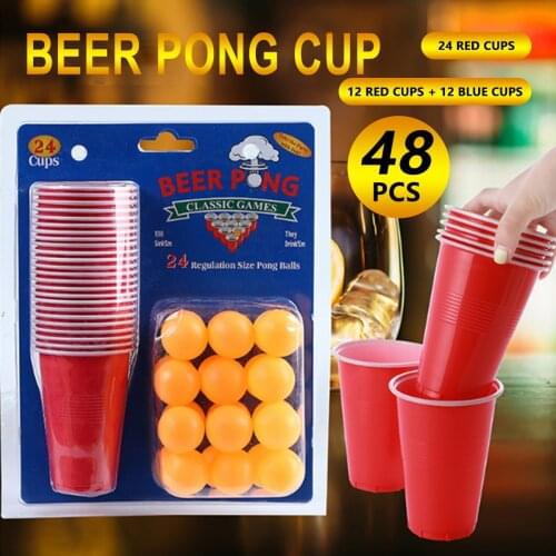 1 Set of 24 pcs Disposable Cup Plastic Cup Beer Pong Game Kit Tennis Balls Cups Board Games Party Supplies for KTV Bar Pub
