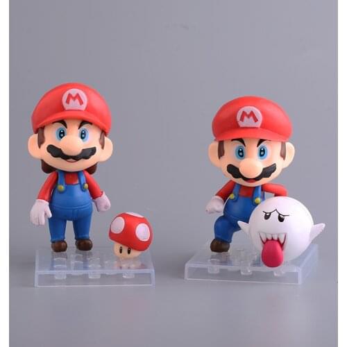 Super Mario Bros Desktop Decoration Anime game figure Cloud Mario Mushroom Ru Mario Cake Decoration Doll Birthday Gift with Base
