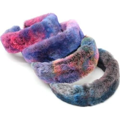 Imitation Rabbit Hair Hairband Korean Style Colorful Sweet Vantage Temperament Autumn Winter Plush Spliced Hair Accessories