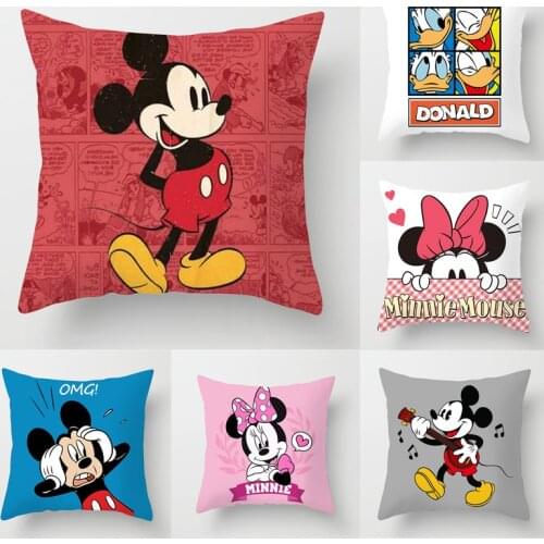 45x45cm Disney Cartoon Mickey Mouse Pillowcase Cute Home Decoration Sofa Pillowcase Cotton Cushion Kids Gifts 2