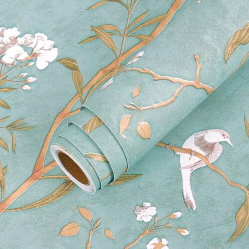 Pastoral Style Self Adhesive Wallpapers Floral Pattern Living Room Background Wall Stickers Furniture Decorative DIY Home Decor