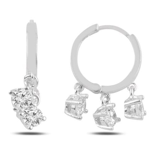 Silver 925 Sterling Zircon Stone Earrings