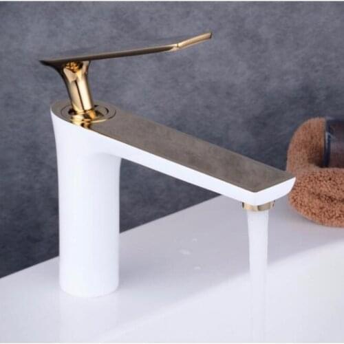 Bathroom sink faucet cold and hot bathroom faucet chrome water mixer white water tap brass basin faucet mixer gold