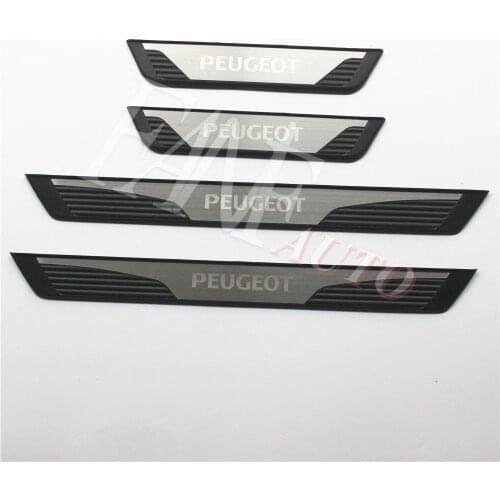 Car Styling Stainless Steel Door Sill Scuff Plate Guard Sills Protector Trim For Peugeot 308 408 508