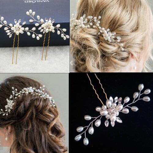 Fooderwerk Jewery Bride Wedding Headdress Handmade Pearl Crystal Flower Hairpin Pin y-clip Hair Accessories
