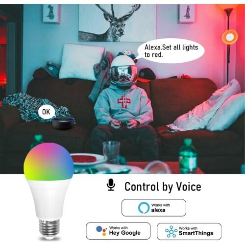 Voice Control 9W RGB Smart Light Bulb Dimmable E27 WiFi LED Magic Lamp AC 220V Work with Alexa Google Home 2Packs