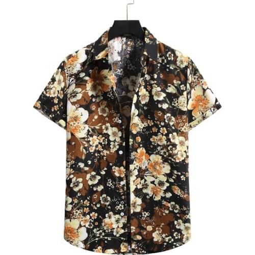 Vintage Hawaiian Floral Shirt Men 2021 Summer New Short Sleeve Beach Shirts Men Tropical Aloha Shirts Holiday Vacation Clothing