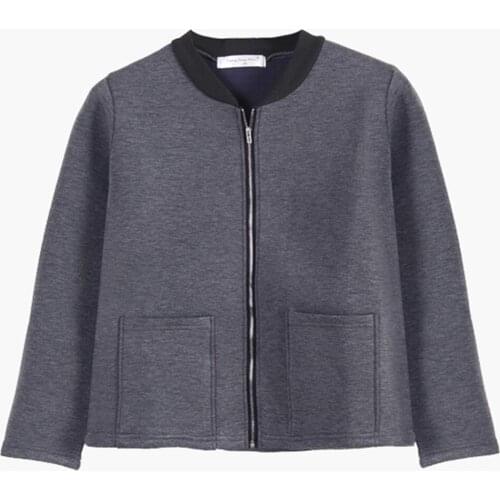 NORA TWIPS 2018 autumn winter coat women Europe America Solid Color O-neck sweater cardigan Slim jacket clothing A0