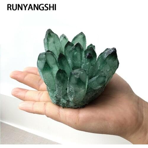 1pc Green Ghost Phantom Quartz Crystal Cluster rock stones and crystals mineral reiki Healing Specimen Home decor （not natural