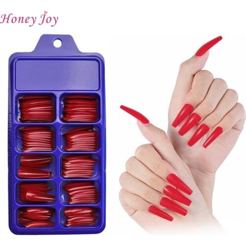 100pcs/ot Professional Fake Nail Tips Coffin Long Ballerina Full Cover Press on False Nail Art Tips ABS Decor Manicure