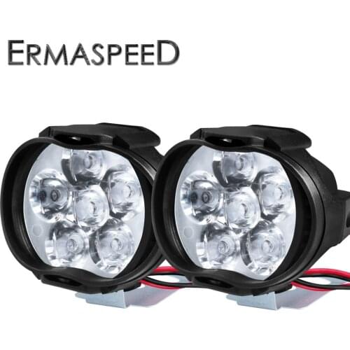 12V 6500K LED Motorcycle Headlight Fog Lamp With ON-Off Switch for Motorbike Street Bike Off Road Scooter Motocross Spot Lights