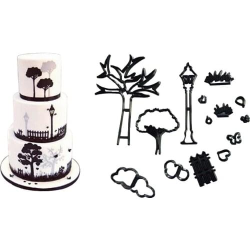 14Pcs/Set Park Theme Cake Cookie Cutter Moulds Chocolate Printing Mold Sugar Biscuit Cutter Baking Pastry Decorating Mold Tools