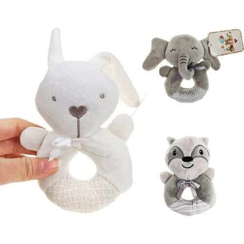 2020 Cute Baby Rattle Toys Rabbit Plush Baby Cartoon Bed Toys Newborn Educational Toy Rabbit Elephant Hand Bells
