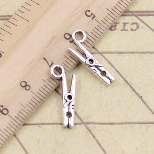30pcs Charms Clothespin 18x8mm Tibetan Silver Color Pendants Antique Jewelry Making DIY Handmade Craft