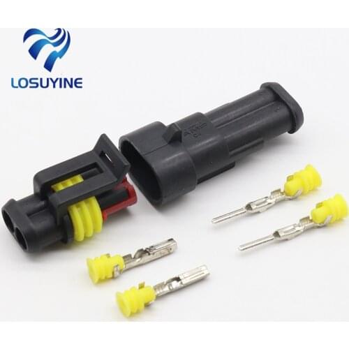 5kits Flame retardancy 2P auto connector waterproof automotive Wire Connector Plug 2 Pins Electrical Car Motorcycle HID
