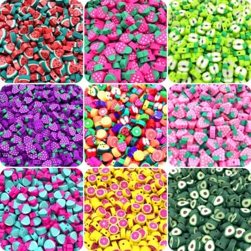 30pcs/lot 10mm Fruit Beads Polymer Clay Beads Mixed Color Polymer Clay Spacer Beads For Jewelry Making DIY Bracelet necklace