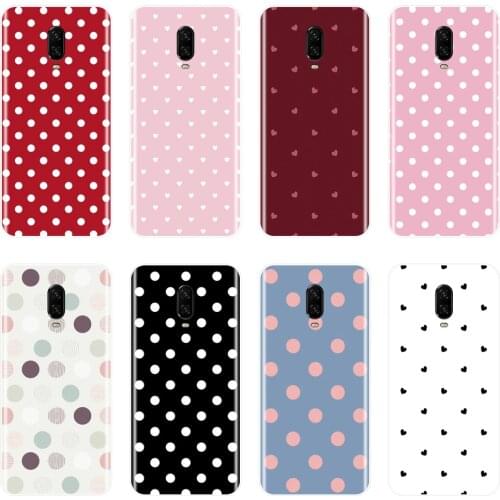 Case For One Plus 6 6T 5 5T 3 3T Polka Dot Heart Love Pink Black Soft Silicone Back Cover For OnePlus 6 6T 5 5T 3 3T Phone Case