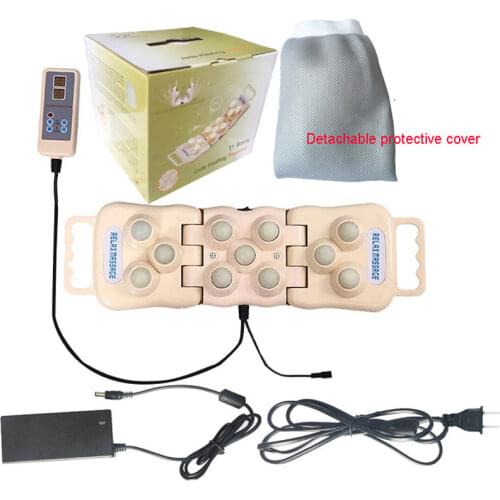 Electric Jade germanium stone heating massage balls Negative Ion Foldable Natural Tourmaline FIR Heat Mat Back Neck Pillow