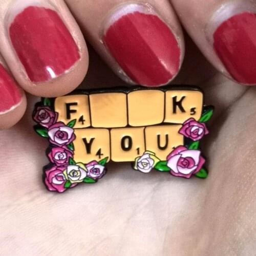 Feminist brooch cartoon plant rose flower keyboard funny pin backpack decoration badge