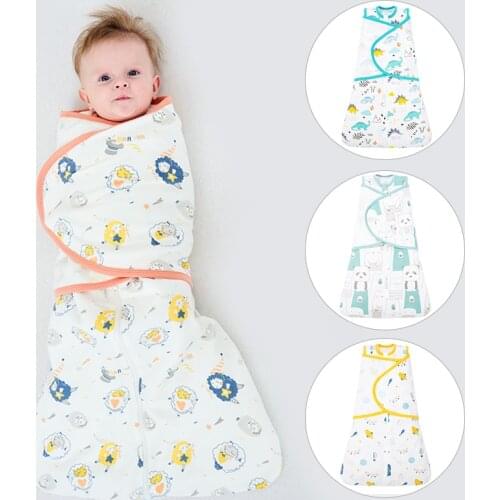Newborn swaddle wrap blankets knitted Cotton quilt Wrapped towel cute cartoon 0-12 months spring summer sleeping bag baby
