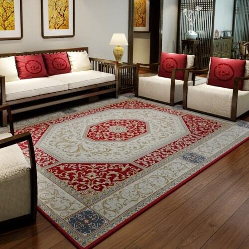 Chinese Style Red Carpet Living Room Coffee Table Bedroom Bedside Blanket Retro Dining Room Door Mat Machine Washable Carpet
