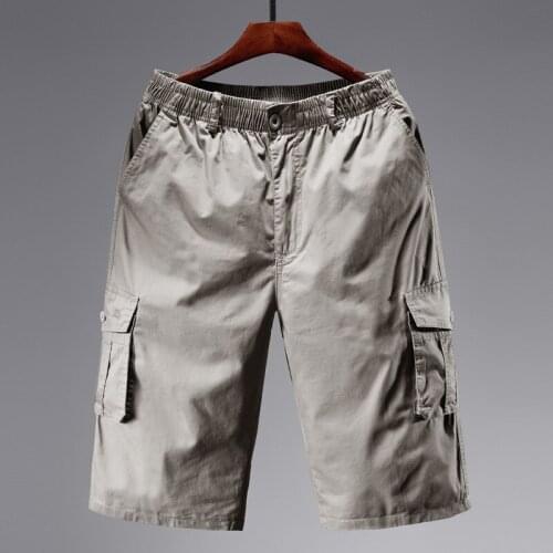 Summer Plus Size Cargo Pants Mens Shorts Cotton Joggers Casual Loose Cropped Pants Multi-pocket Short Trousers Man Men clothing