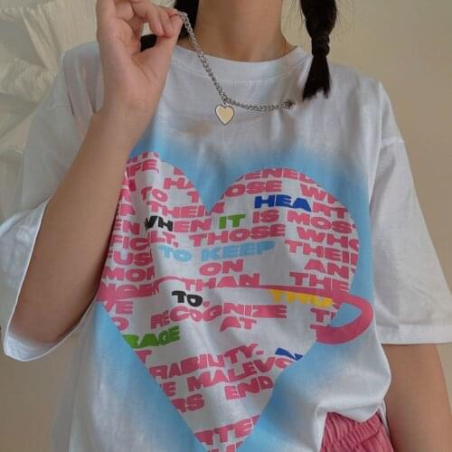 Summer Korean Ulzzang hip-hop women T-shirt Harajuku cute punk streetwear tees letter short-sleeved casual Vintage women T-shirt