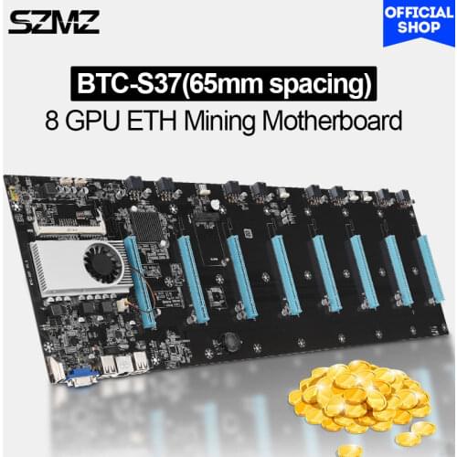 SZMZ Bitcoin Crypto Ethereum Mining Motherboard with Cpu and 8 GPU PCIE 16X and RAM DDR3 1600MHz Slots and mSATA SSD BTC Mining