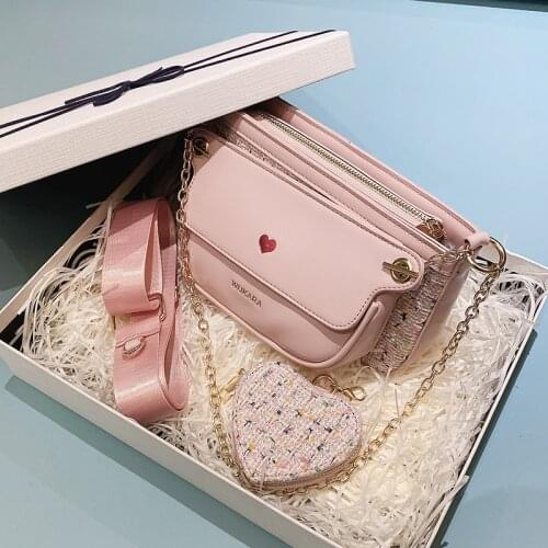 Sweet Lady Square Crossbody bag 2021 Fashion New High quality PU Leather Womens Designer Handbag Chain Shoulder Messenger Bag