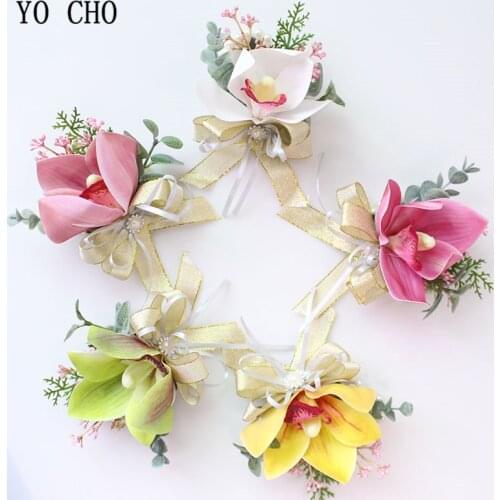 YO CHO Mens Wedding Corsage and Boutonniere Bride Bridesmaid Wrist Corsages Groomsmen Boutonniere Prom Party Meeting Decorations