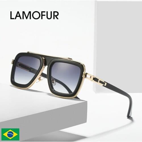 New Fashion Big Frame Sunglasses Men Classic Square Metal Sun Glasses Women Retro Sun Glasses Vintage High Quality 0206